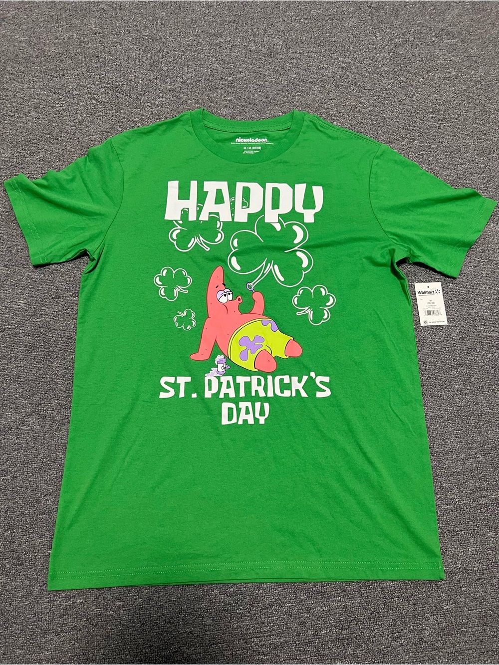 Nickelodeon Patrick Star Green St. Patrick's Day T-Shirt Unisex Adult M